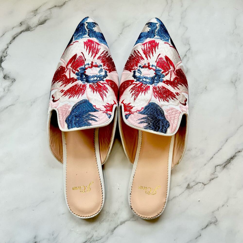 J. Crew Vibrant Floral Embroidered Loafers - Red, Blue, Pink